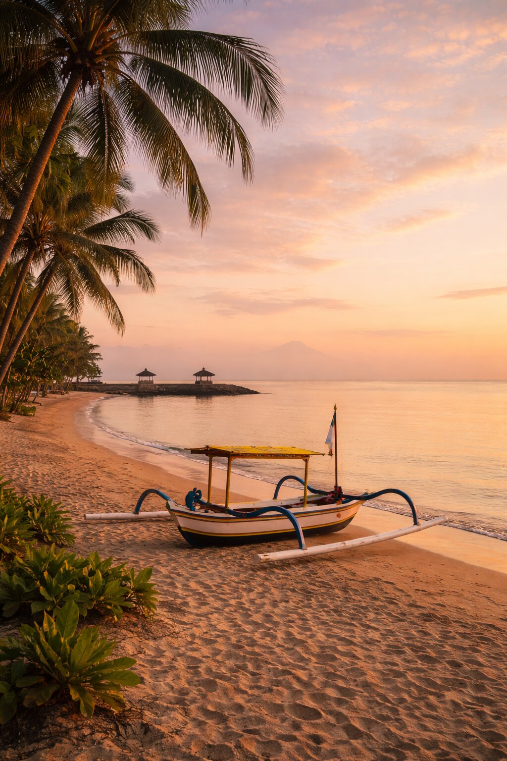 Aerial view of Nusa Lembongan beach and turquoise waters